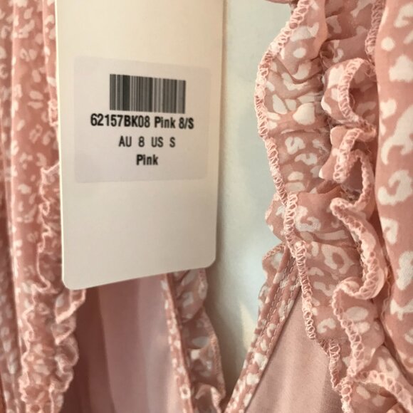 NWT Saints Secrets mini dress pink women's S open back tiered long sleeve party - Picture 8 of 8